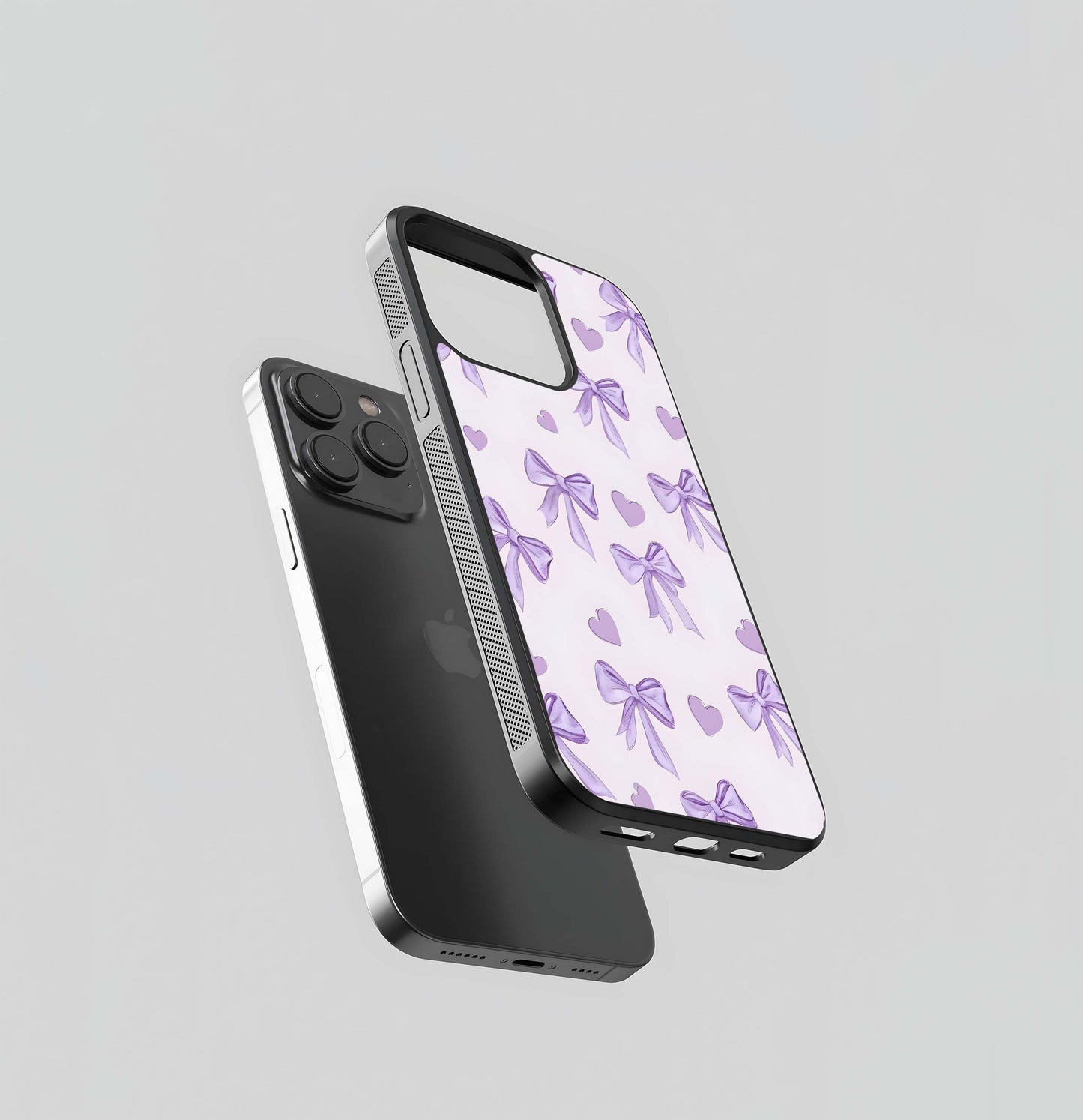 Purple Bow Pattern Glass Case