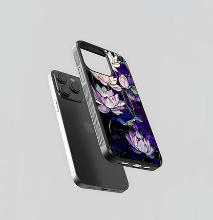 Purple Lotus Pattern Glass Case