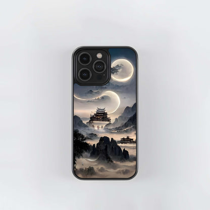 Misty Lunar Temple Peaks Glass Case