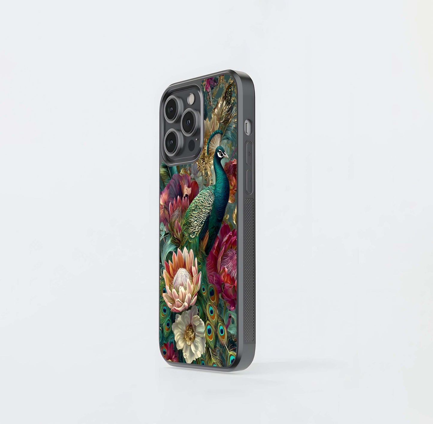 Royal Feather Bloom Glass Case