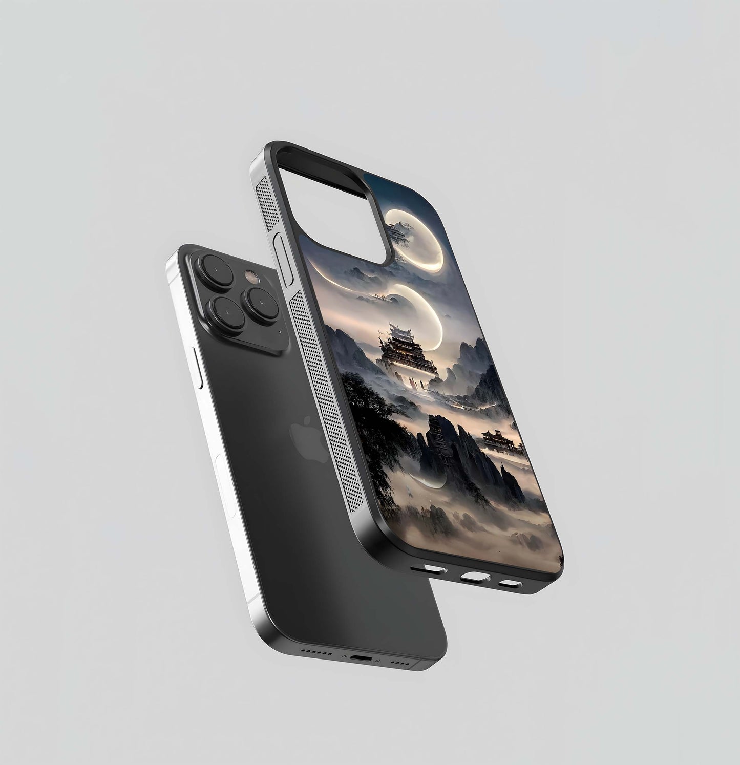 Misty Lunar Temple Peaks Glass Case