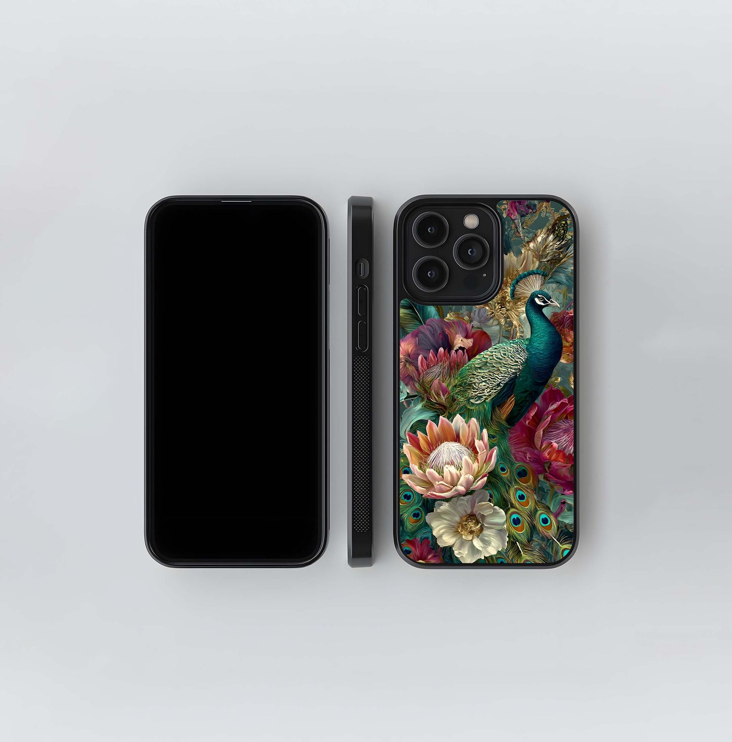 Royal Feather Bloom Glass Case