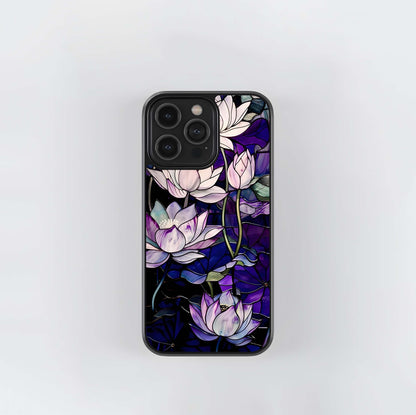 Purple Lotus Pattern Glass Case