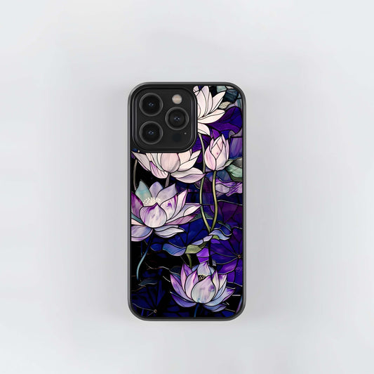 Purple Lotus Pattern Glass Case