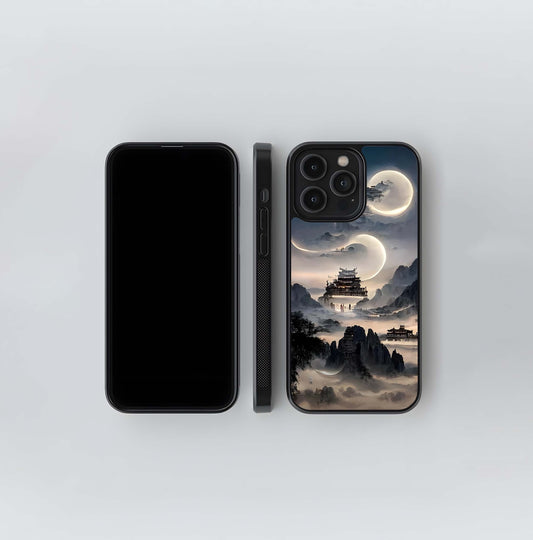 Misty Lunar Temple Peaks Glass Case