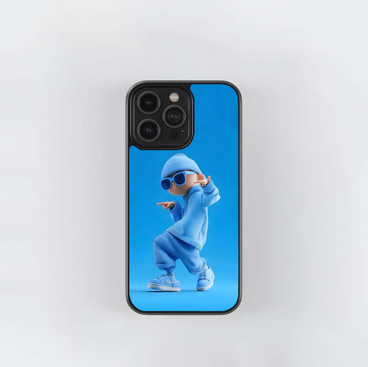 Monochromatic Blue Street Dancer Glass Case