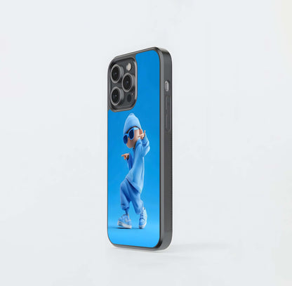 Monochromatic Blue Street Dancer Glass Case