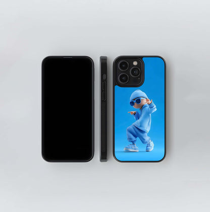 Monochromatic Blue Street Dancer Glass Case