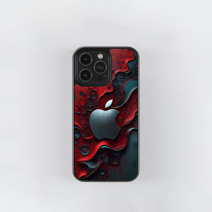 Red and Teal Abstract Apple Logo Glass Case