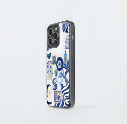 Deep Blue Ocean Collage Glass Case