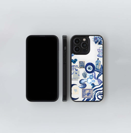 Deep Blue Ocean Collage Glass Case