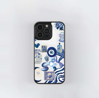 Deep Blue Ocean Collage Glass Case