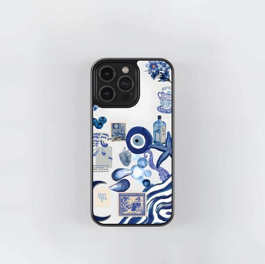 Deep Blue Ocean Collage Glass Case