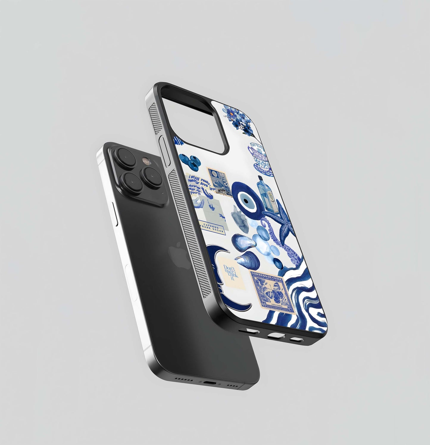 Deep Blue Ocean Collage Glass Case