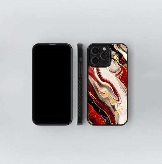 Red & White Marble Glass Case