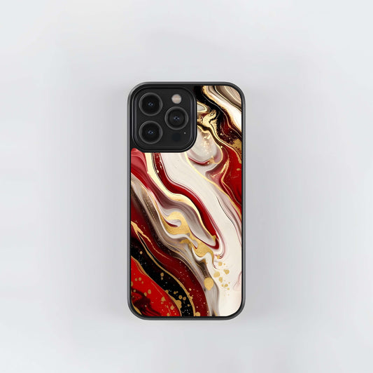 Red & White Marble Glass Case