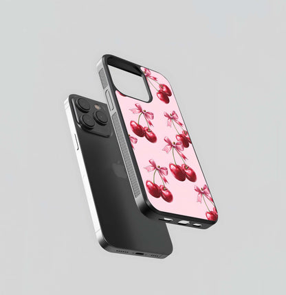 Red Cherrys Pattern Glass Case