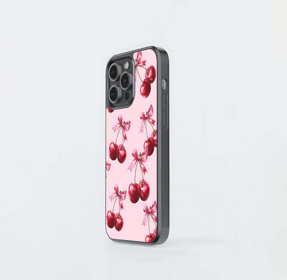 Red Cherrys Pattern Glass Case
