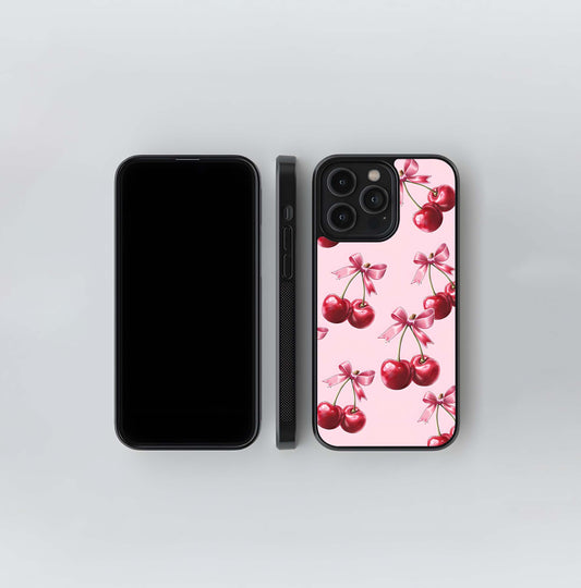 Red Cherrys Pattern Glass Case