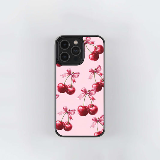 Red Cherrys Pattern Glass Case