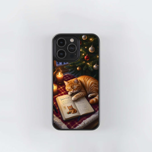 Cozy Christmas Kitten Glass Case