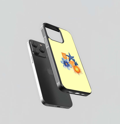 Yellow background Stamps Glass Case