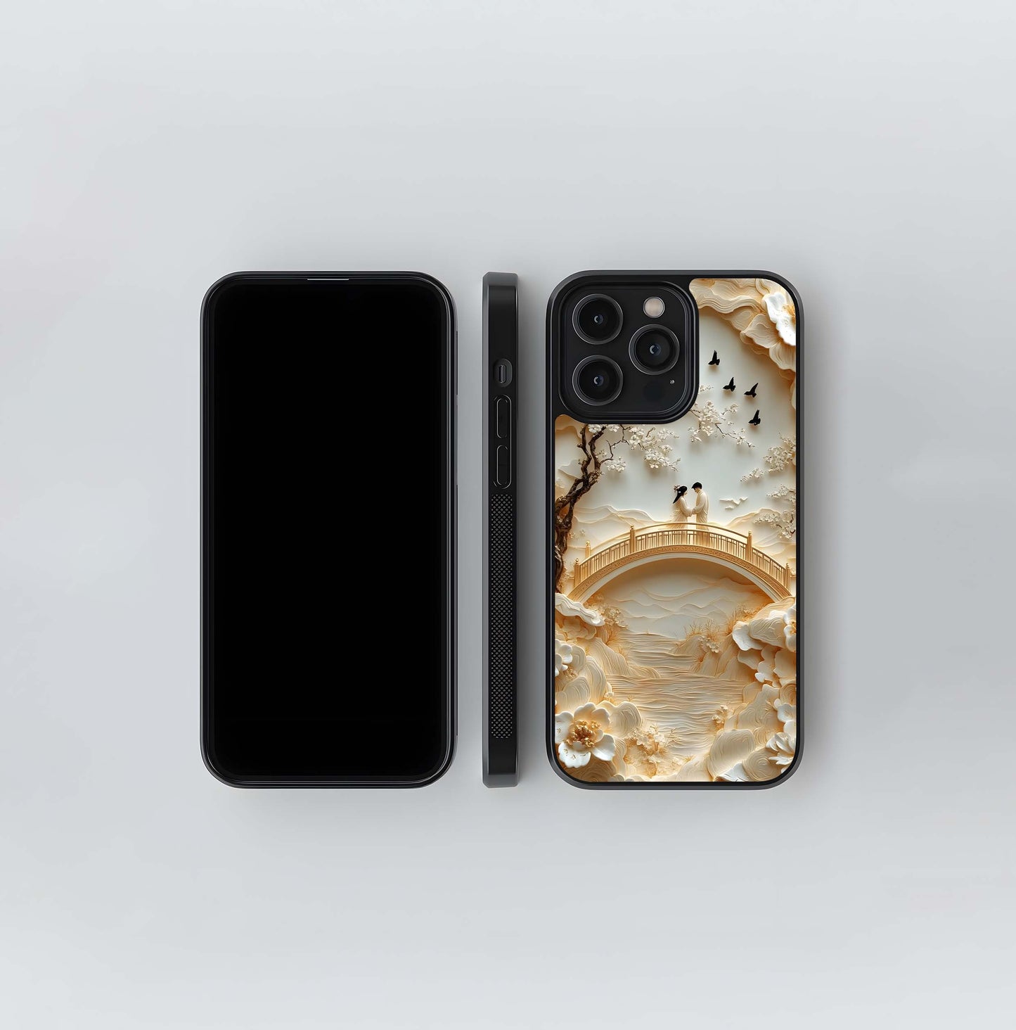 Monochromatic Ivory Wedding Bridge Glass Case