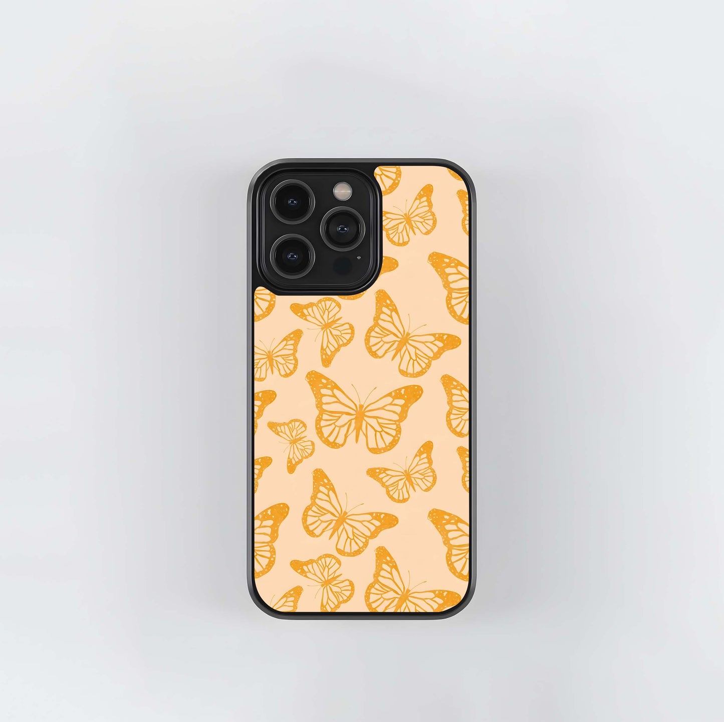 Yellow Retro Butterfly Glass Case
