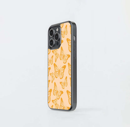 Yellow Retro Butterfly Glass Case