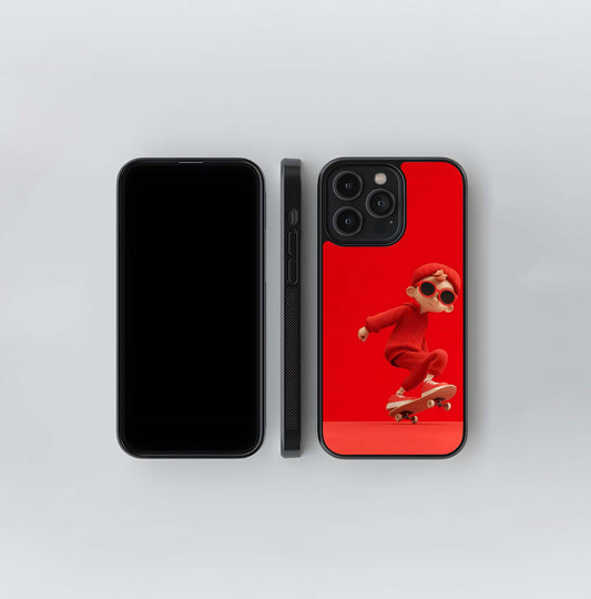 Monochrome Red Skater Glass Case