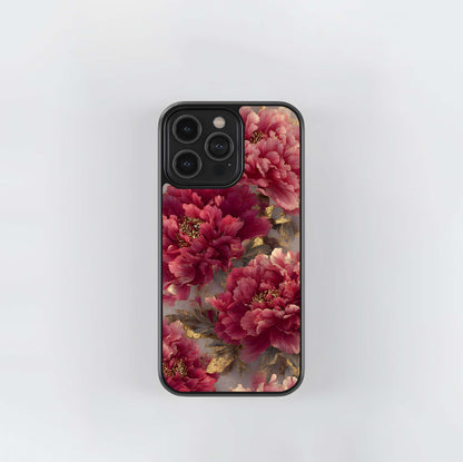 Crimson Luxe Bloom Glass Case