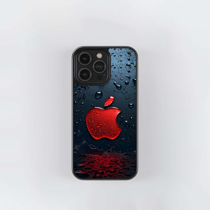 Red Wet Apple Logo Glass Case