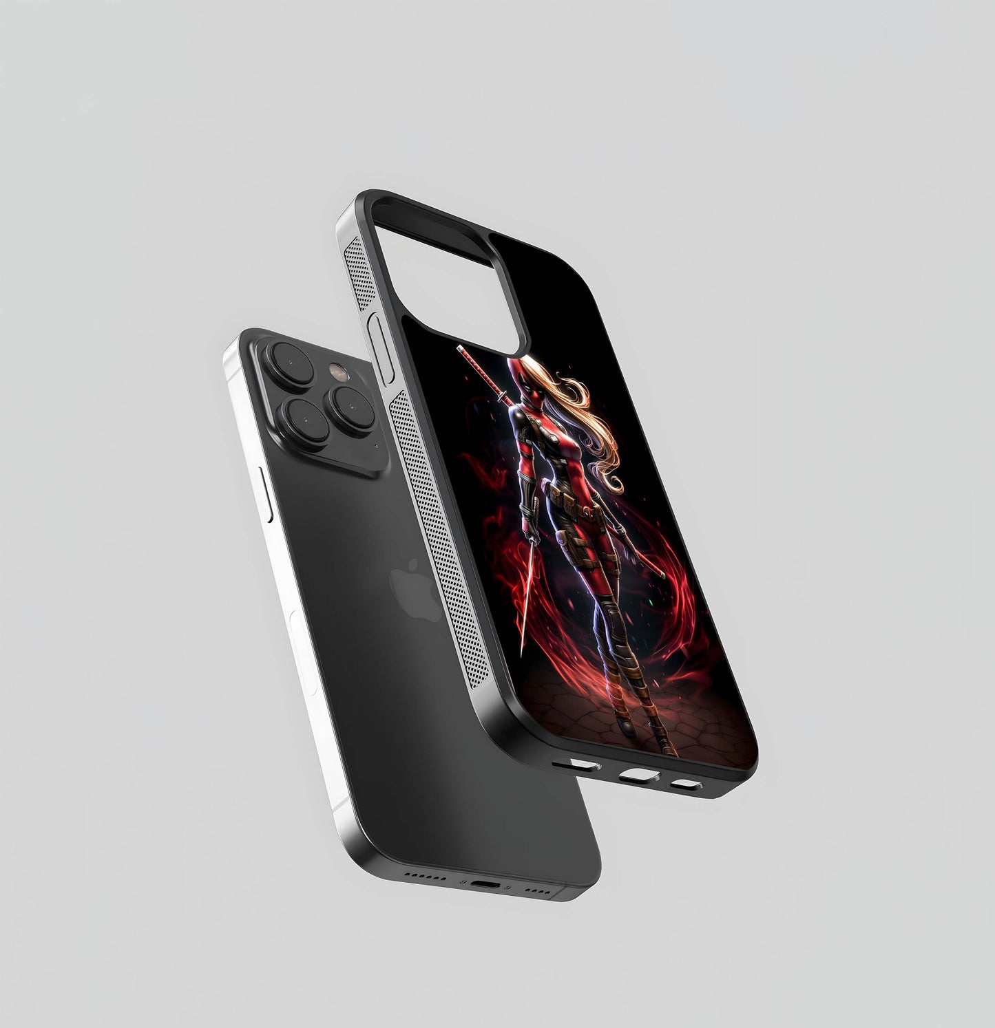 Female Deadpool Katana Pose Glass Case