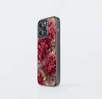 Crimson Luxe Bloom Glass Case