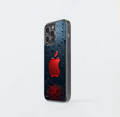 Red Wet Apple Logo Glass Case