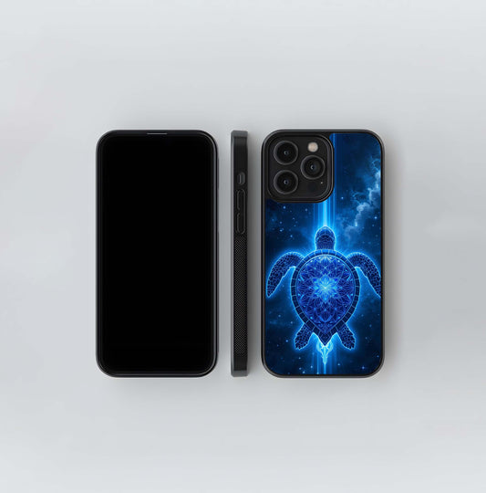 Blue Galaxy Turtle Glass Case