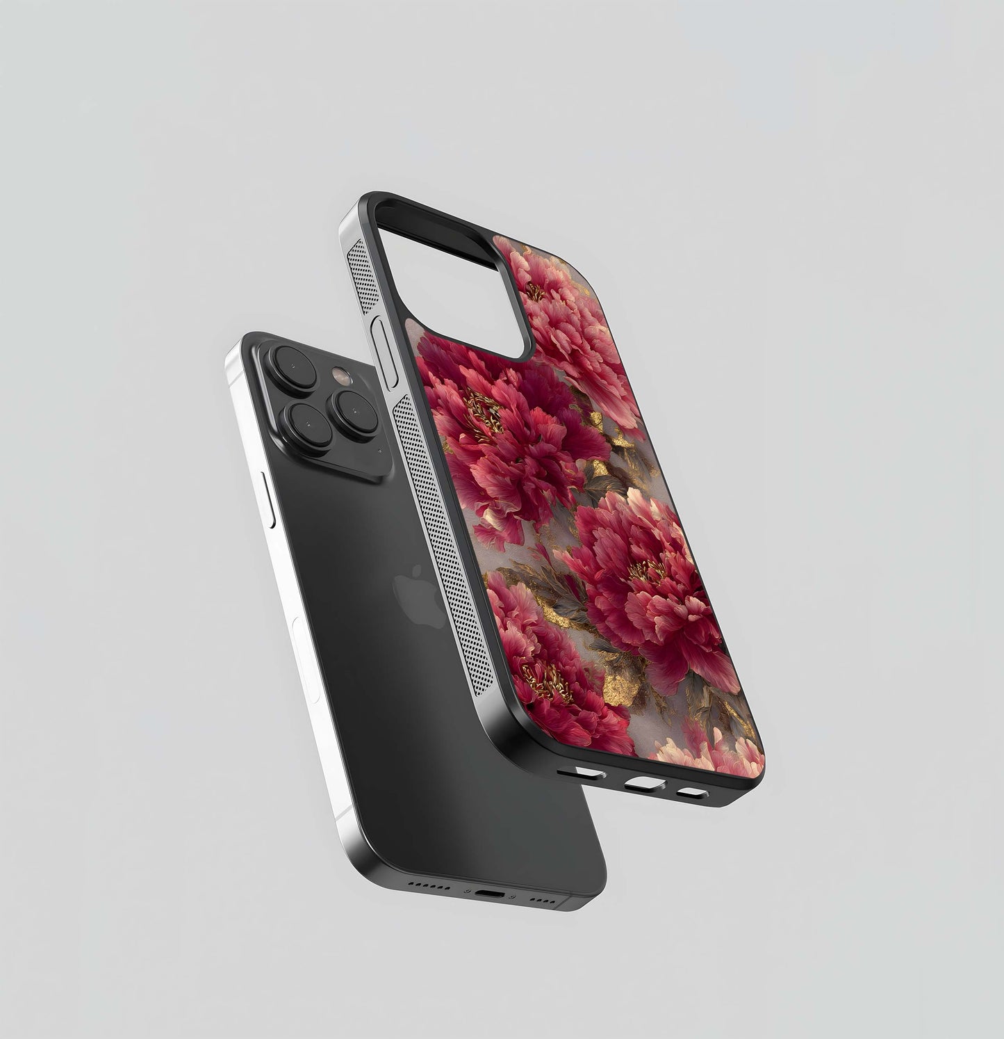 Crimson Luxe Bloom Glass Case