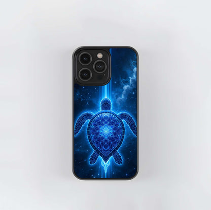 Blue Galaxy Turtle Glass Case