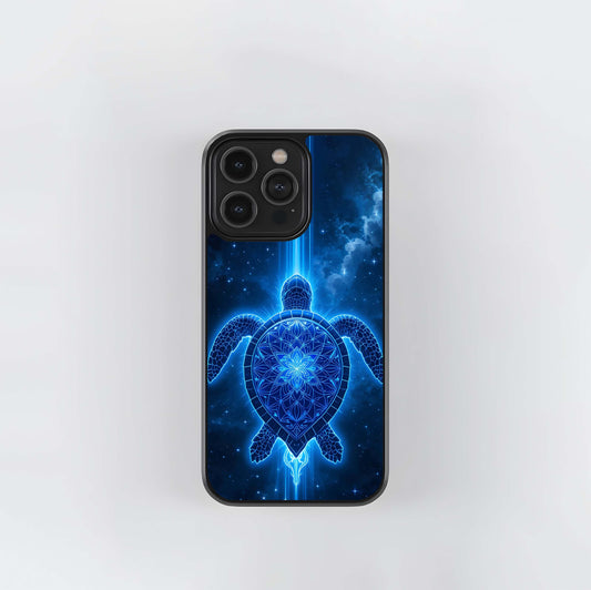 Blue Galaxy Turtle Glass Case