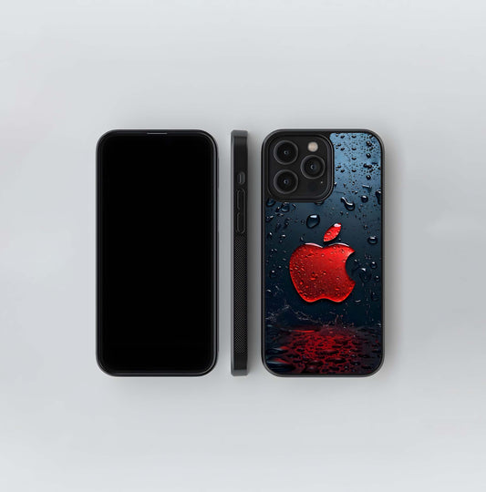 Red Wet Apple Logo Glass Case