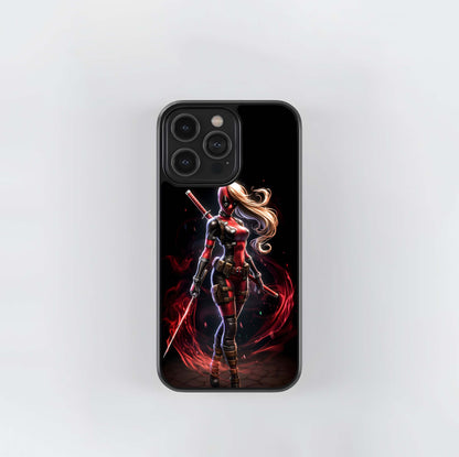 Female Deadpool Katana Pose Glass Case