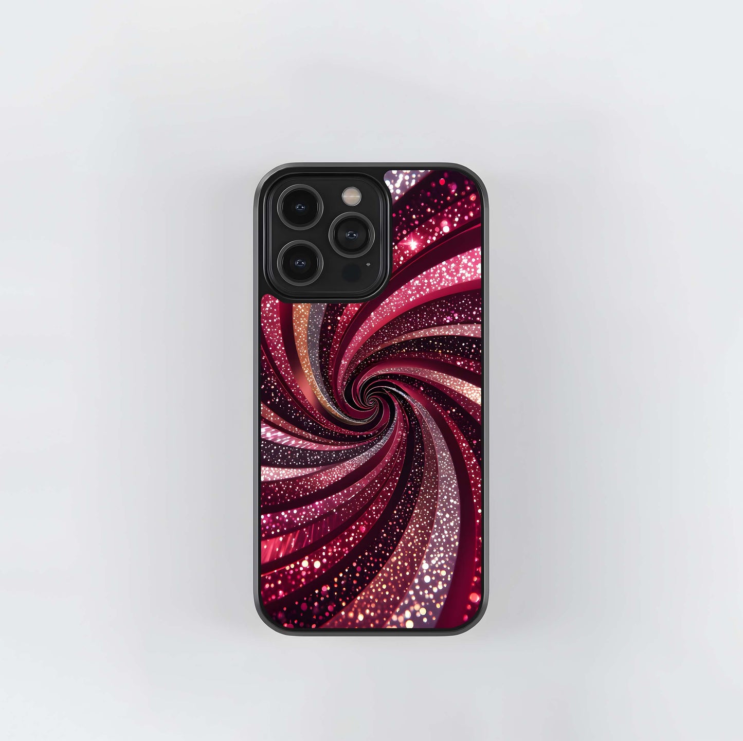 Crimson Glitter Vortex Glass Case