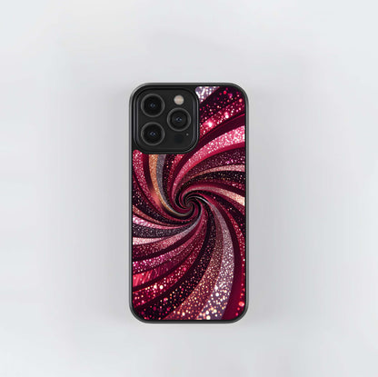 Crimson Glitter Vortex Glass Case
