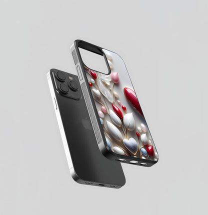 Jeweled Floral Composition Glass Case