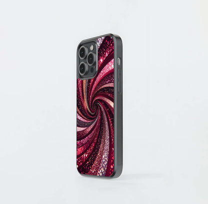 Crimson Glitter Vortex Glass Case