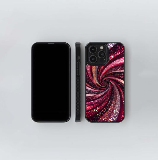 Crimson Glitter Vortex Glass Case