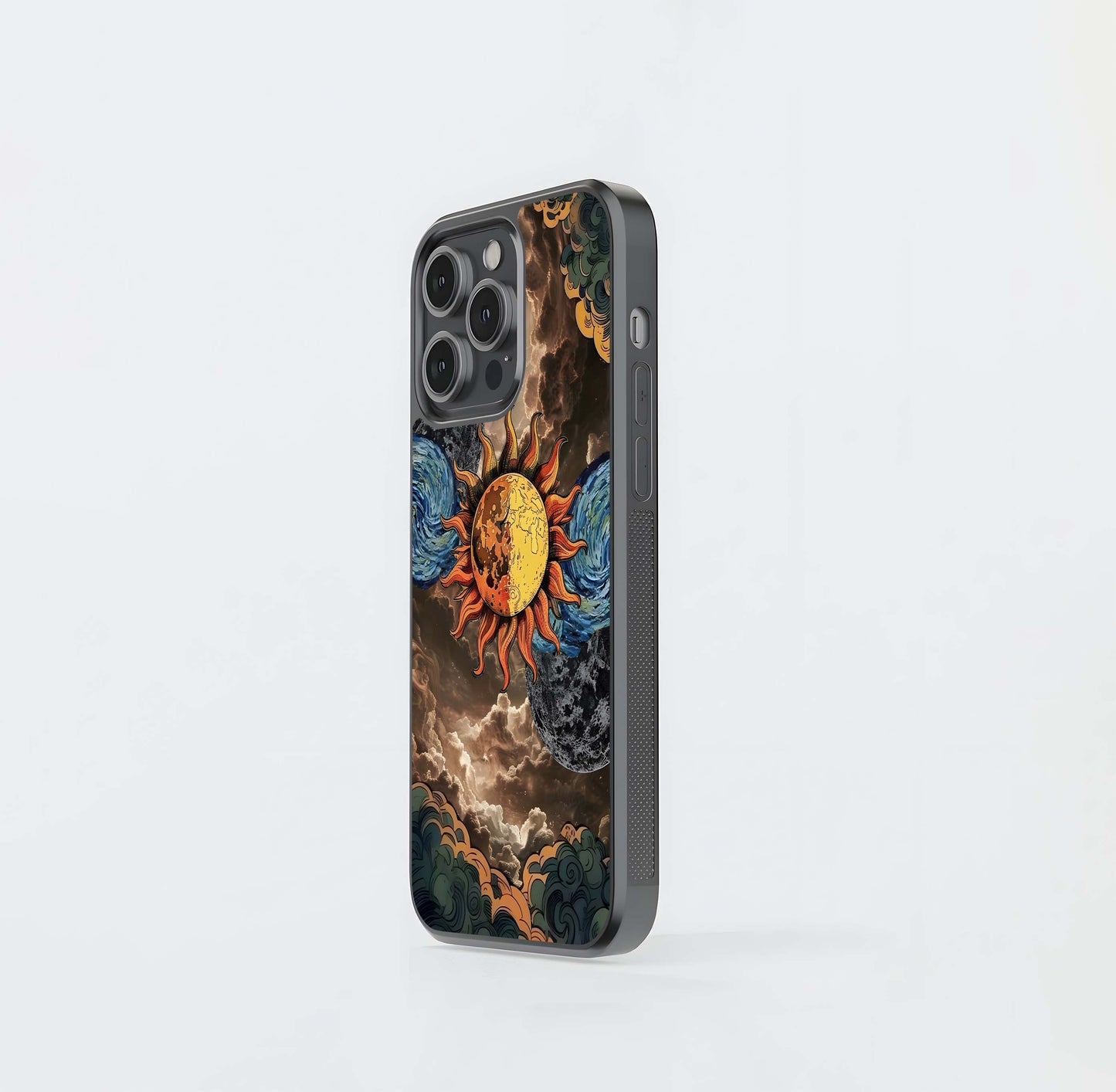 Sun Moon Stormy Sky Glass Case