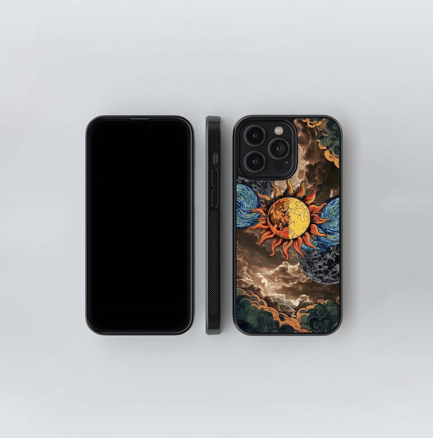 Sun Moon Stormy Sky Glass Case