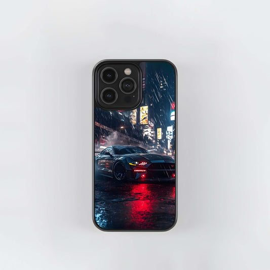 Neon Rain Night Drive Glass Case