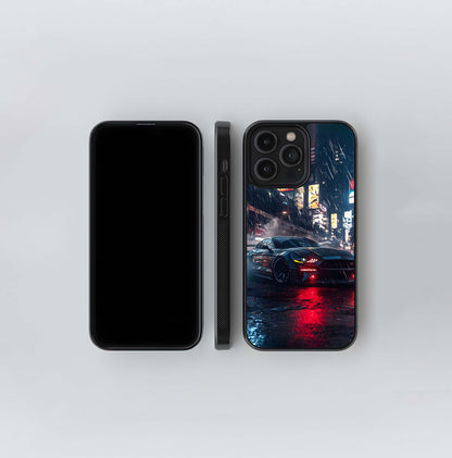 Neon Rain Night Drive Glass Case